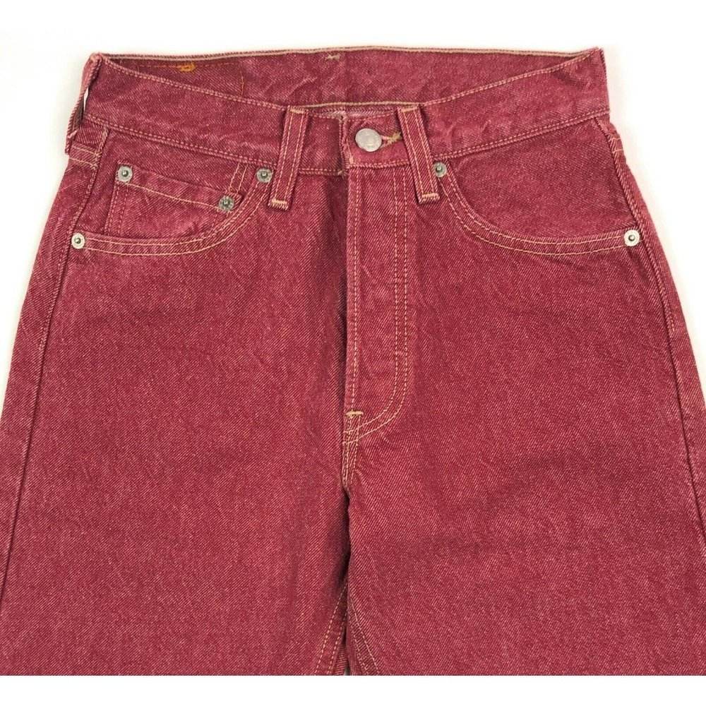 Levis 501 For Women 25x32 Red Jeans Vintage Button Fly Straight Leg Made In USA - Picture 4 of 10